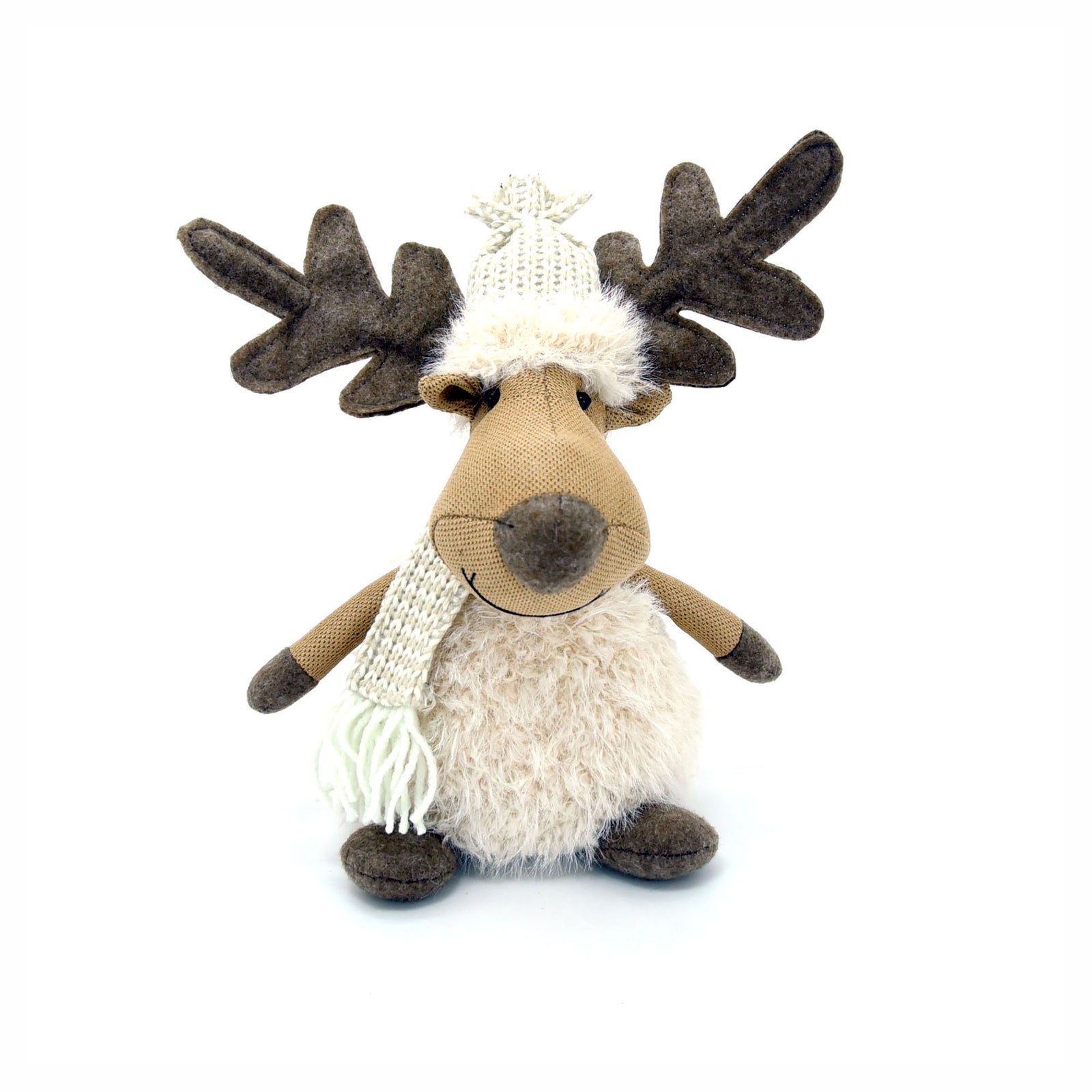 Élan en peluche assis avec corps en fourrure synthétique, 11"