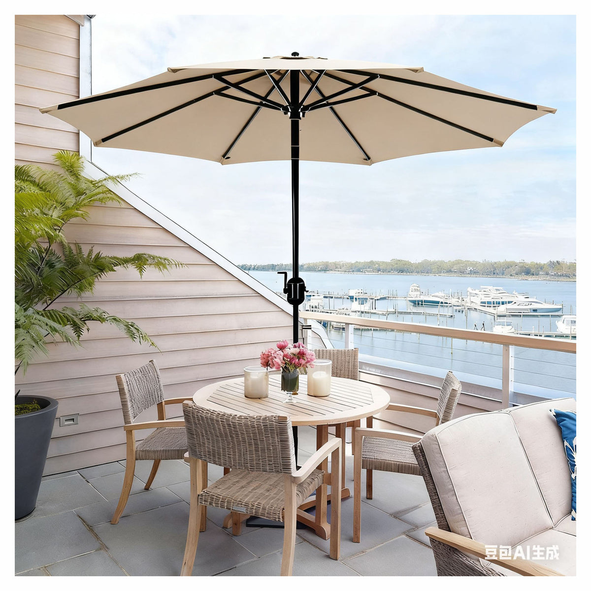 Parasol de marché en aluminium de 9', taupe