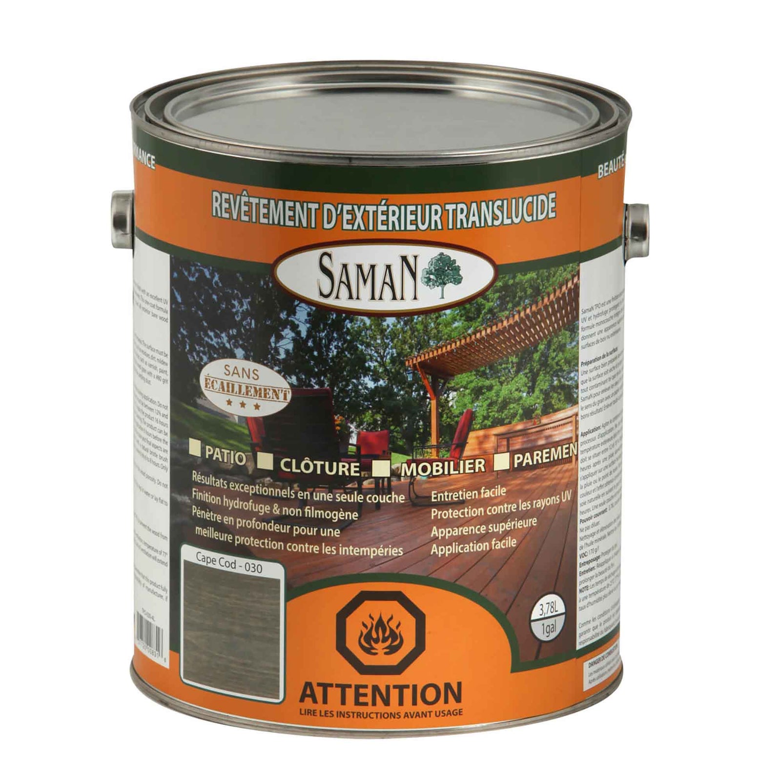 Revêtement d'extérieur translucide Cap Cod, 3,78 L