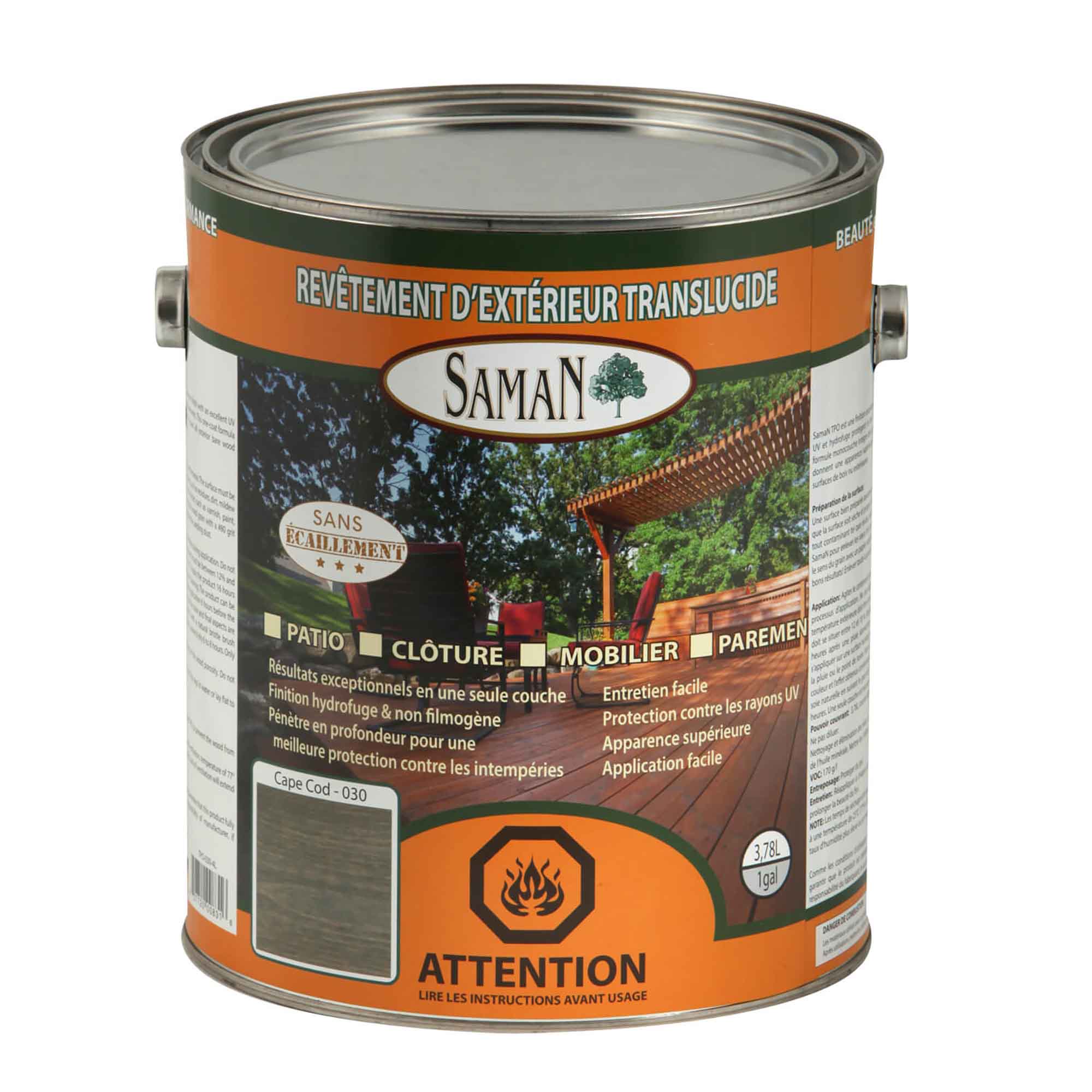 Revêtement d'extérieur translucide Cap Cod, 3,78 L