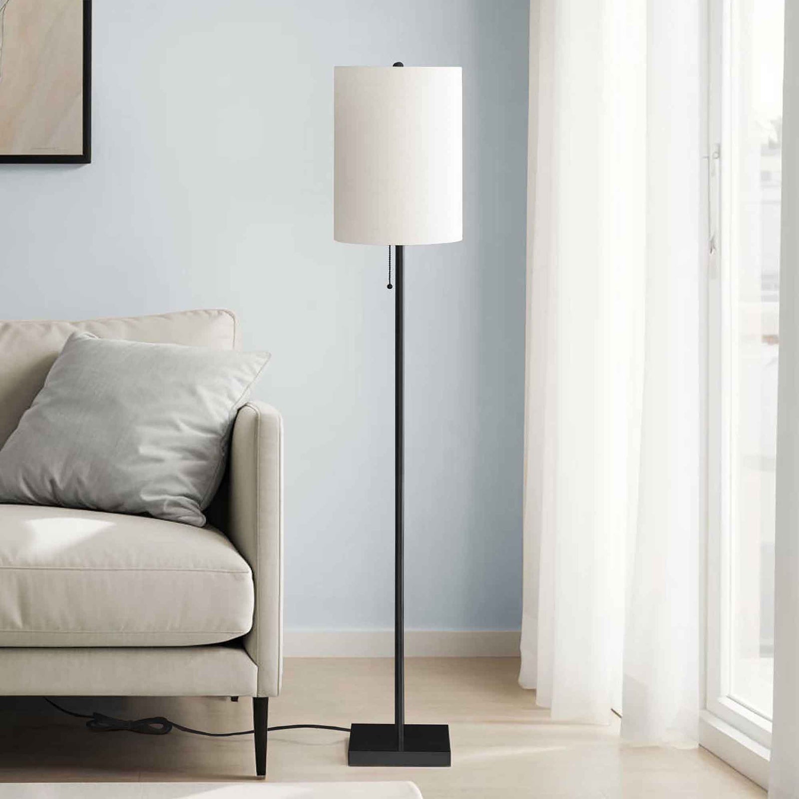 Lampe sur pied, 64'' (noir et ivoire)
