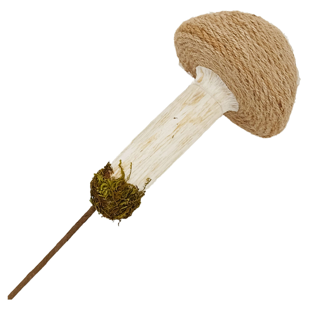 Ornement de champignon avec fil beige, 13"