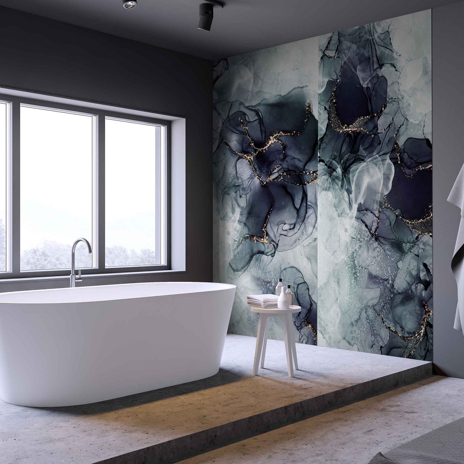 Panneau mural Surface Design, 47-1/4'' x 96" (marine abstrait lustré)