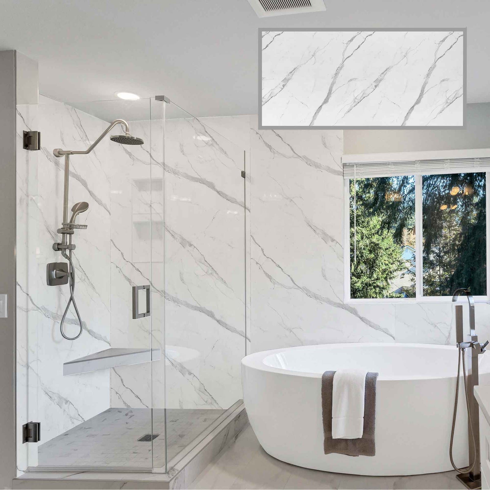 Panneau mural en WPC Calacatta Grigio, 48" x 96" x 5 mm