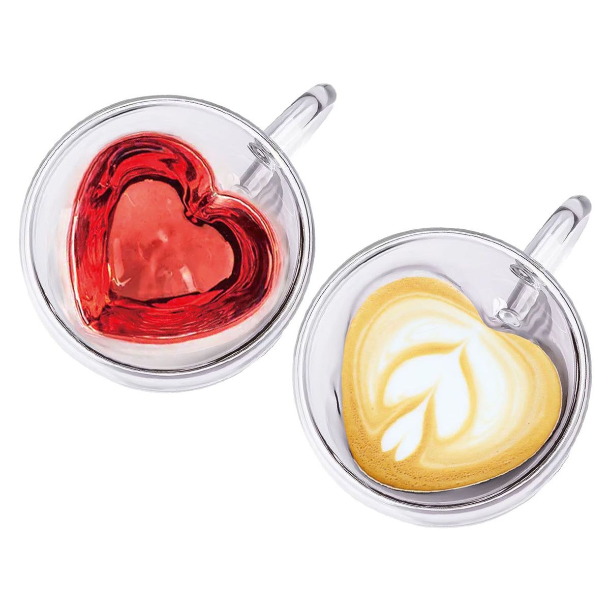 Tasse à double paroi en forme de cœur, 250 ml (2 pièces)