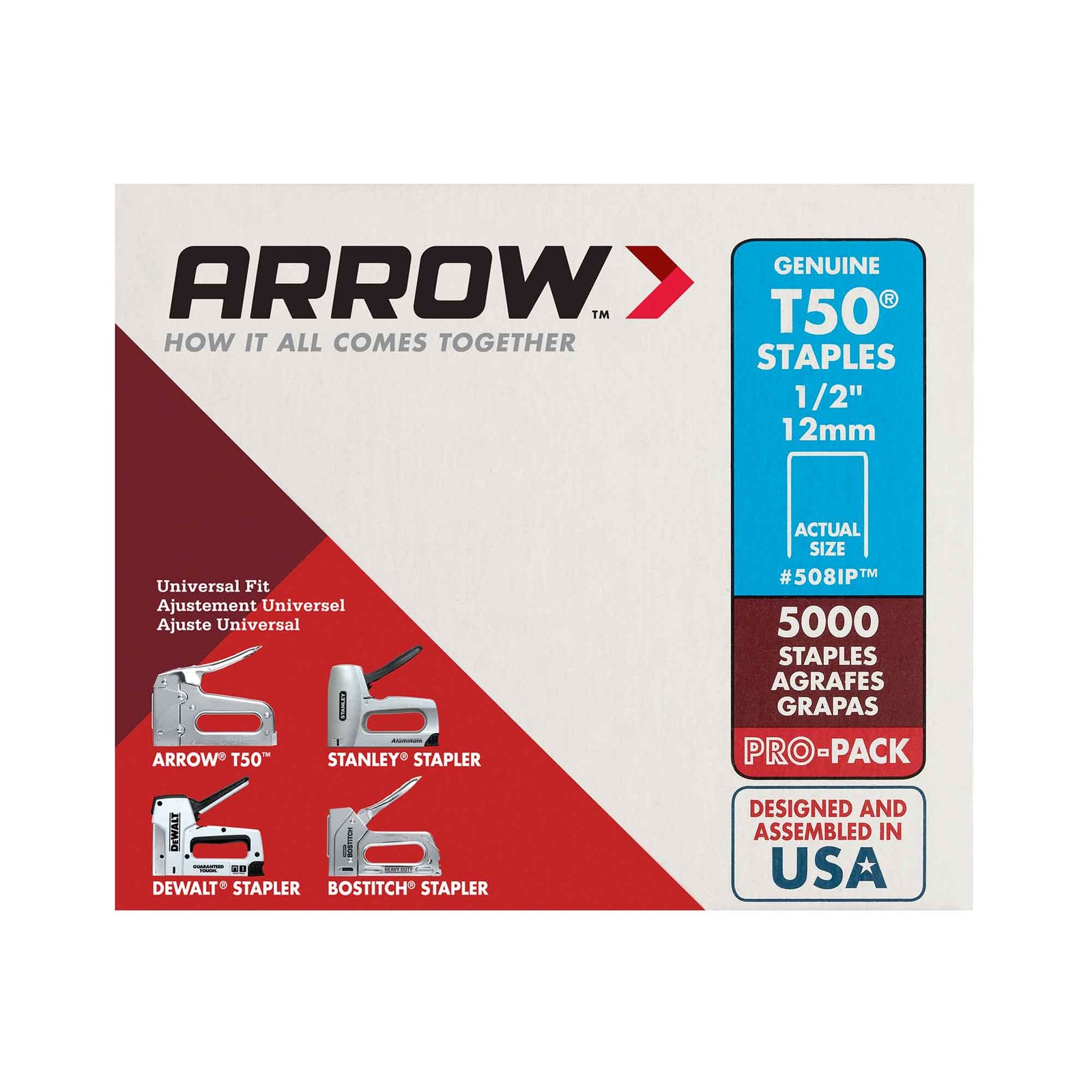 Agrafe 1/2" en acier pour T-50, 5 000 unités