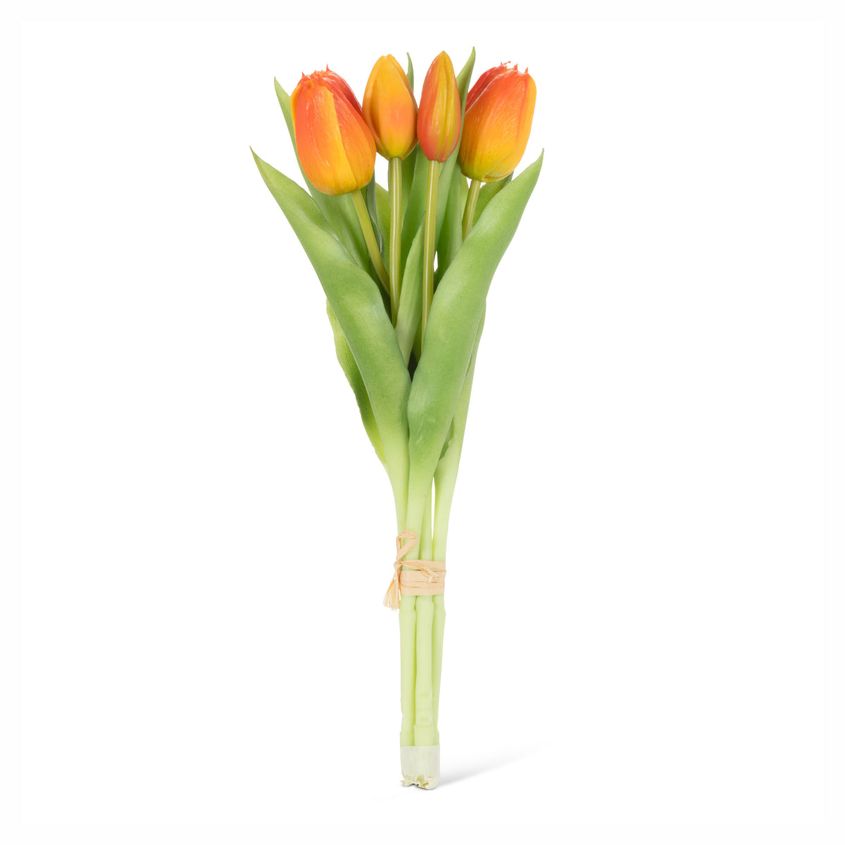 Bouquet réaliste à 5 tulipes, 12" (orange)