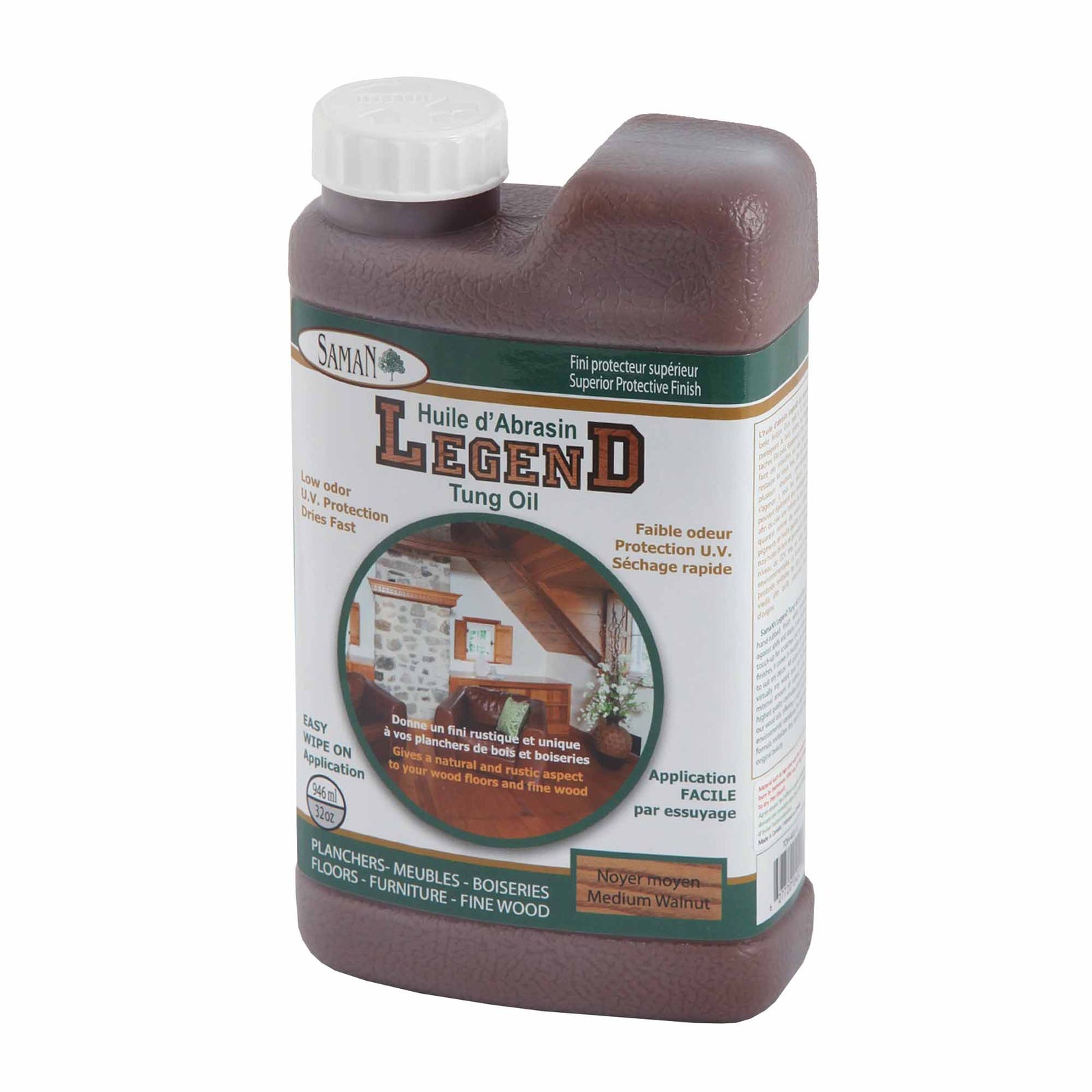 Huile protectrice d'Abrasin Noyer Moyen, 946 ml