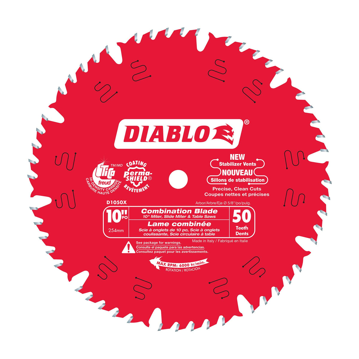 Lame de combinaison circulaire Diablo de 10" à 50 dents