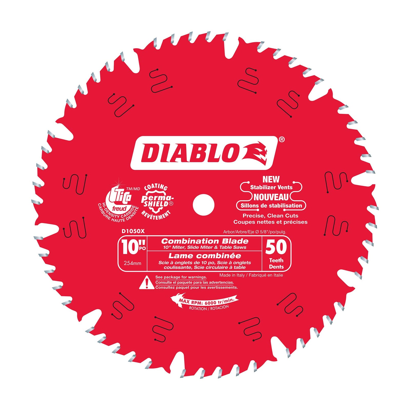 Lame de combinaison circulaire Diablo de 10" à 50 dents