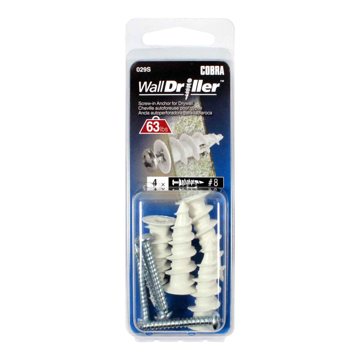 Ancrage en nylon pour mur creux WallDriller #8 x 1-1/2&quot;, 4 unités