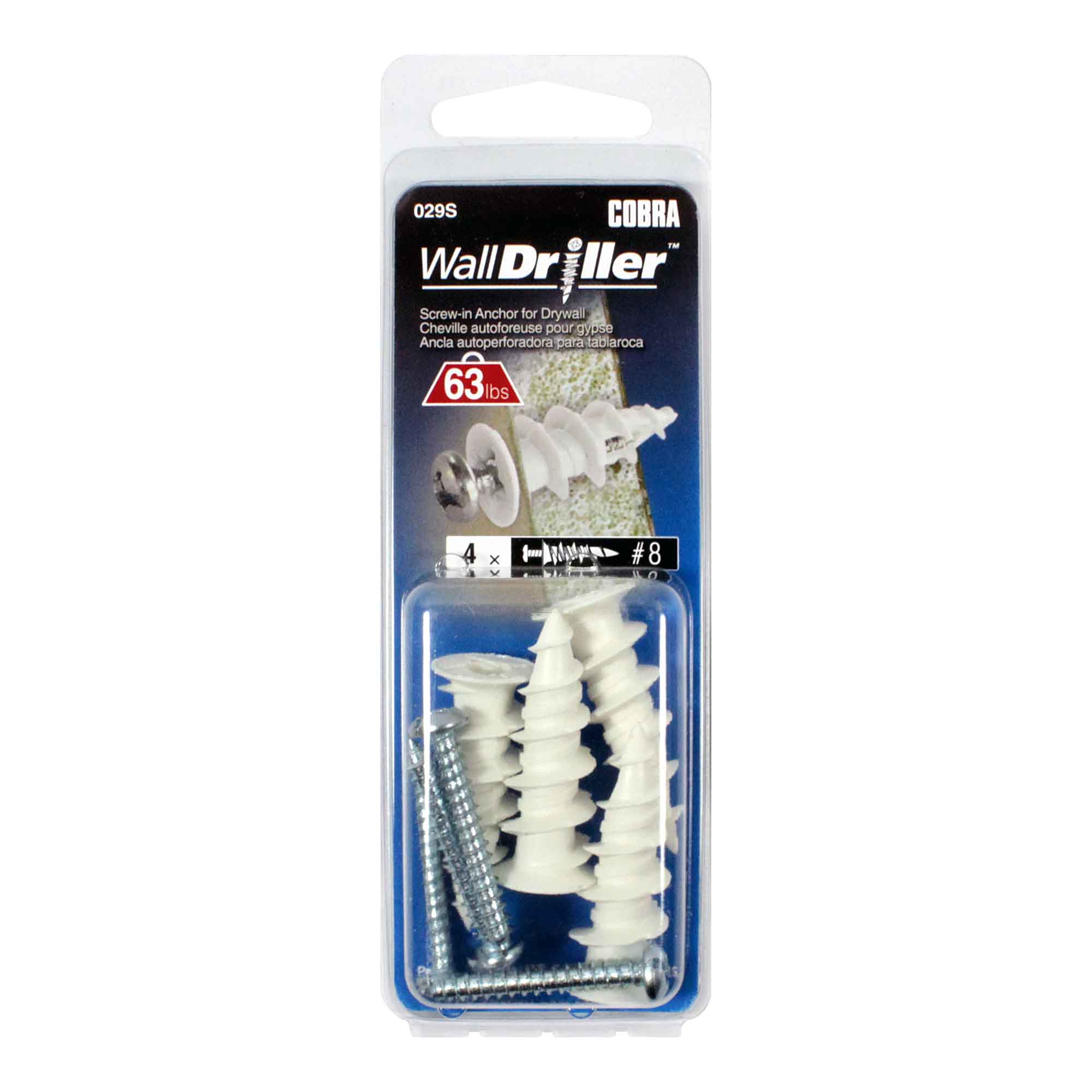 Ancrage en nylon pour mur creux WallDriller #8 x 1-1/2", 4 unités