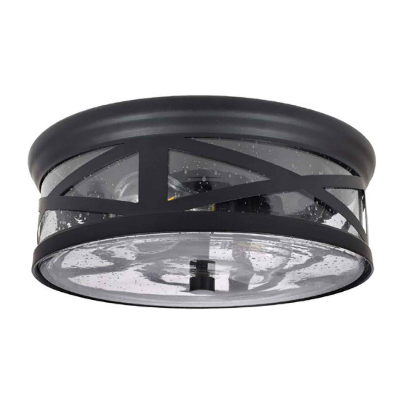 Plafonnier Sylvania noir avec verre transparent grainé, 11" 