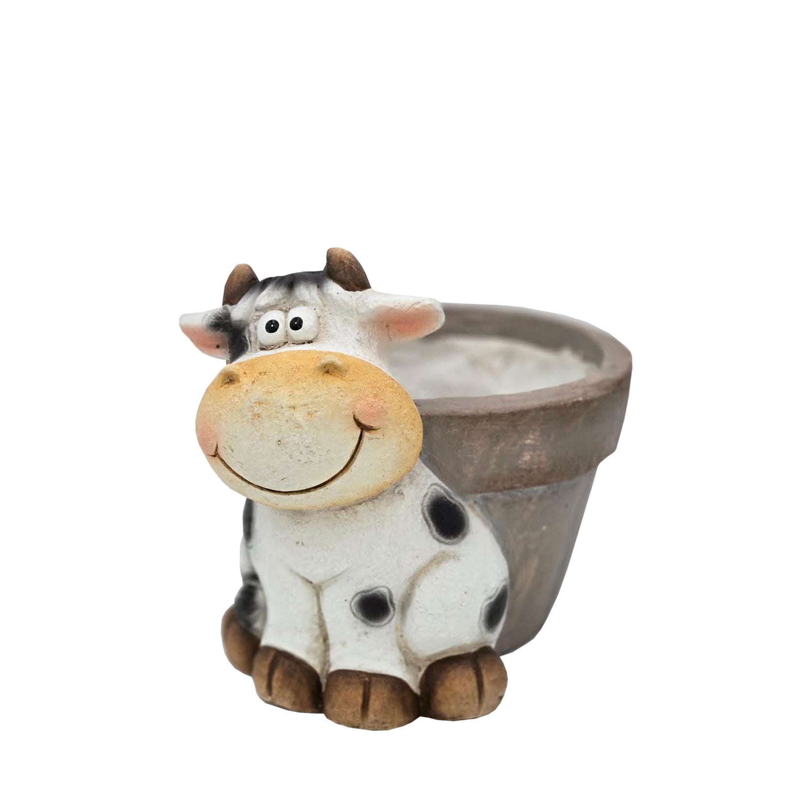 Jardinière avec figurine de vache, 8" x 8-1/4" x 10-1/4"