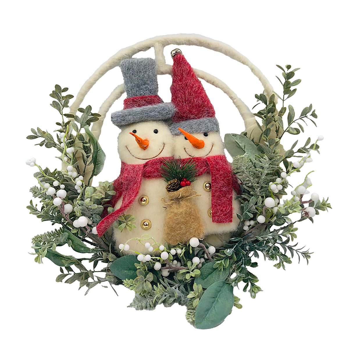 Couronne avec 2 bonhommes de neige, 16,5"