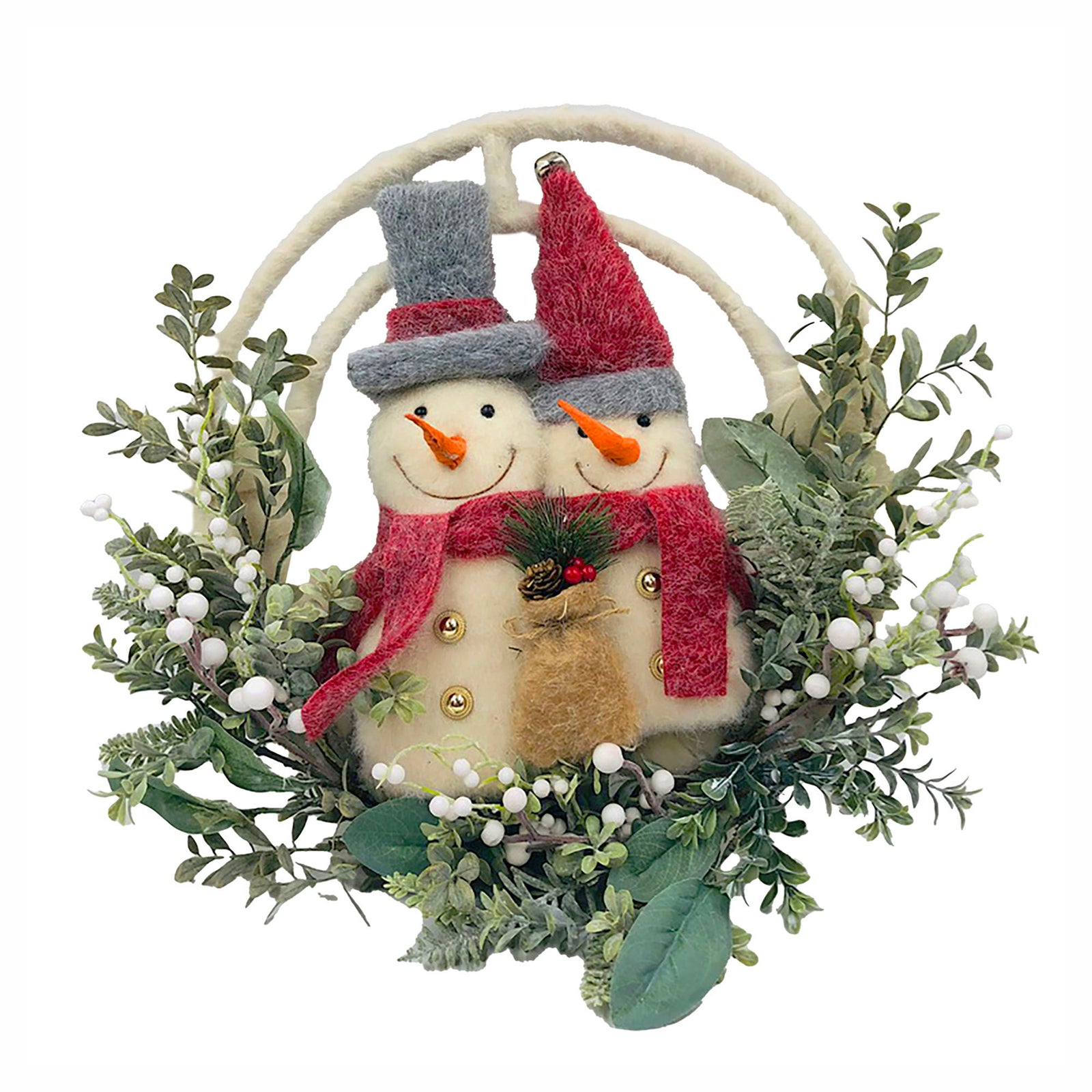 Couronne avec 2 bonhommes de neige, 16,5"