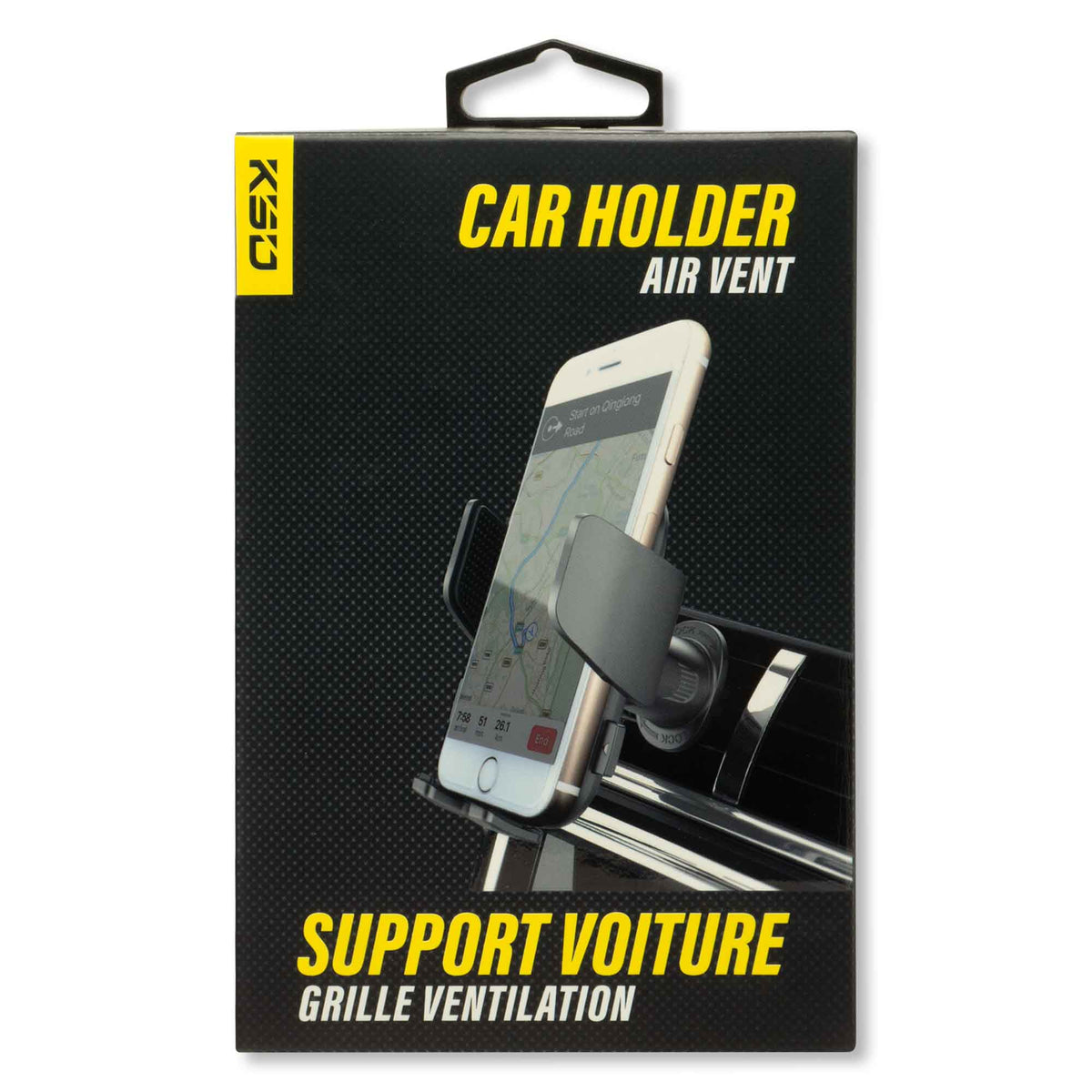 Support de téléphone de voiture Tokyo qui s'installe dans la grille de ventilation, noir