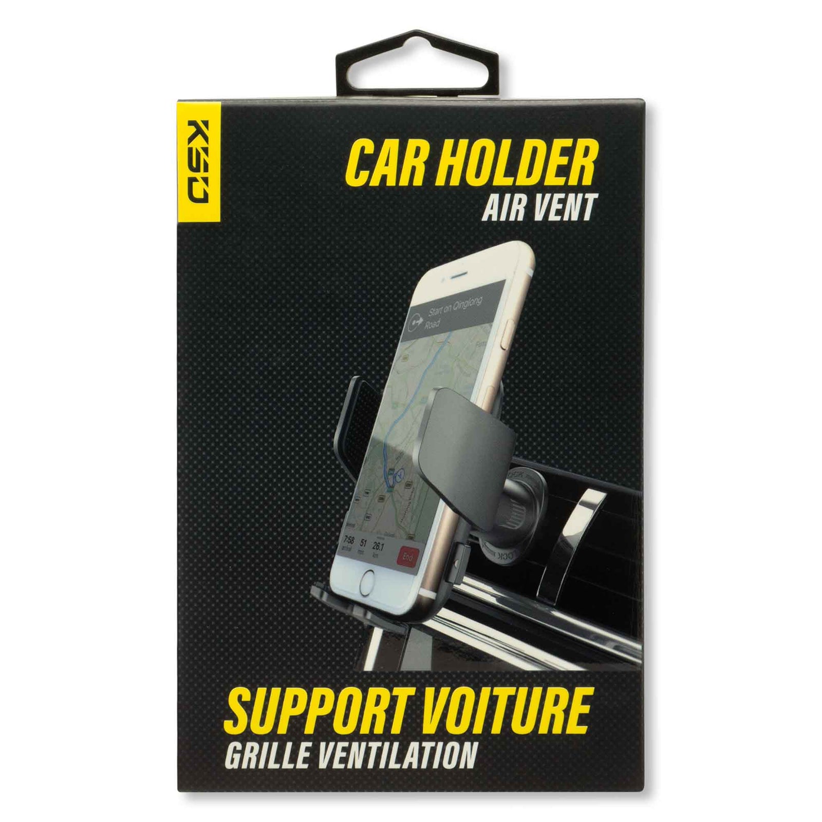 Support de téléphone de voiture Tokyo qui s'installe dans la grille de ventilation, noir