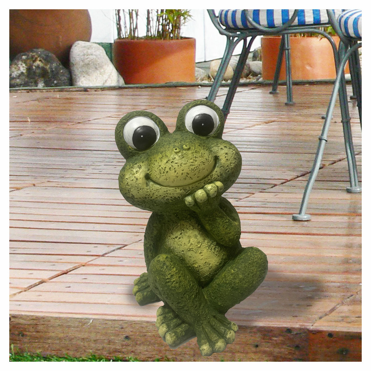 Décoration de grenouille assise pour le jardin, 8-1/4" x 5" x 14-1/4"