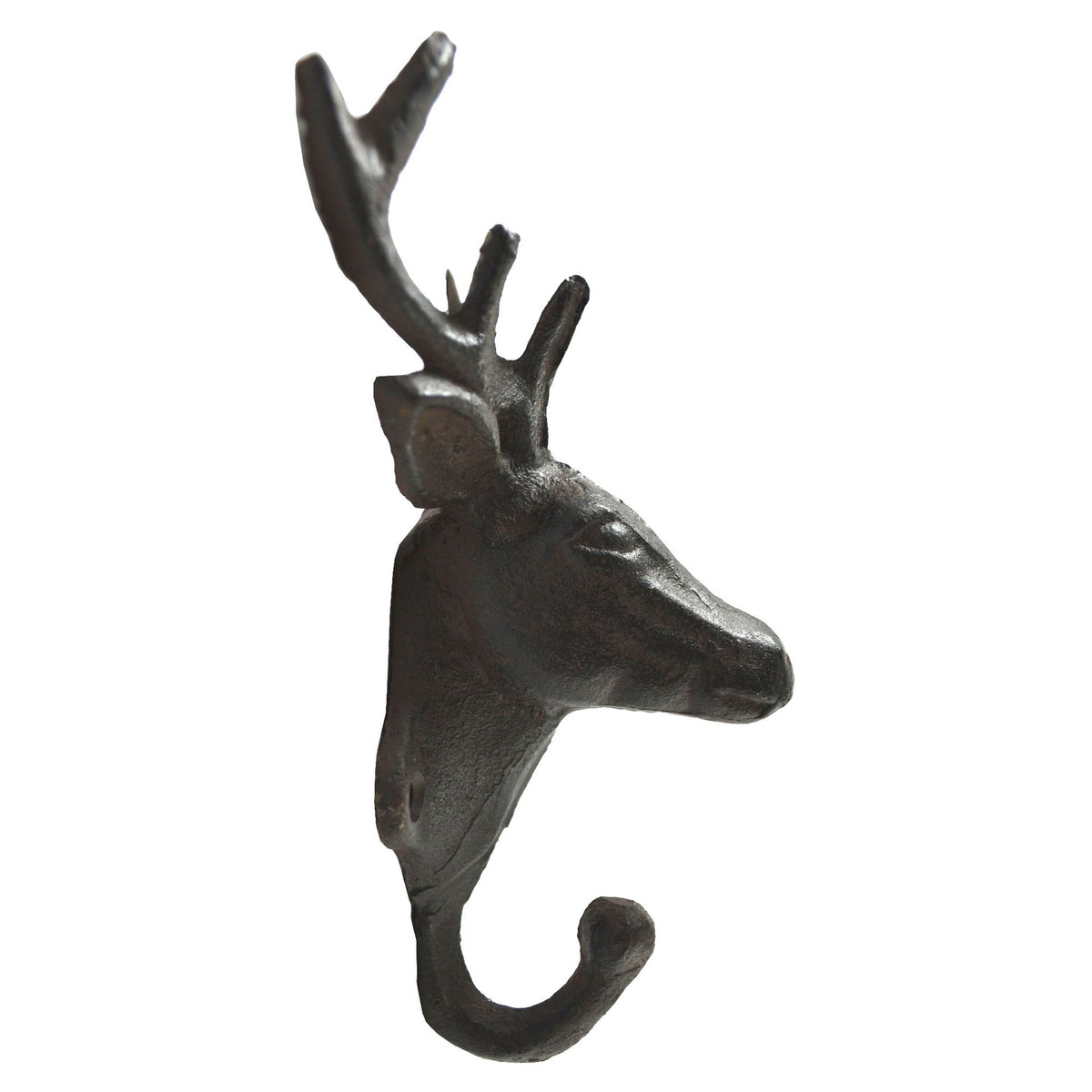 Crochet en fonte en forme de cerf, brun
