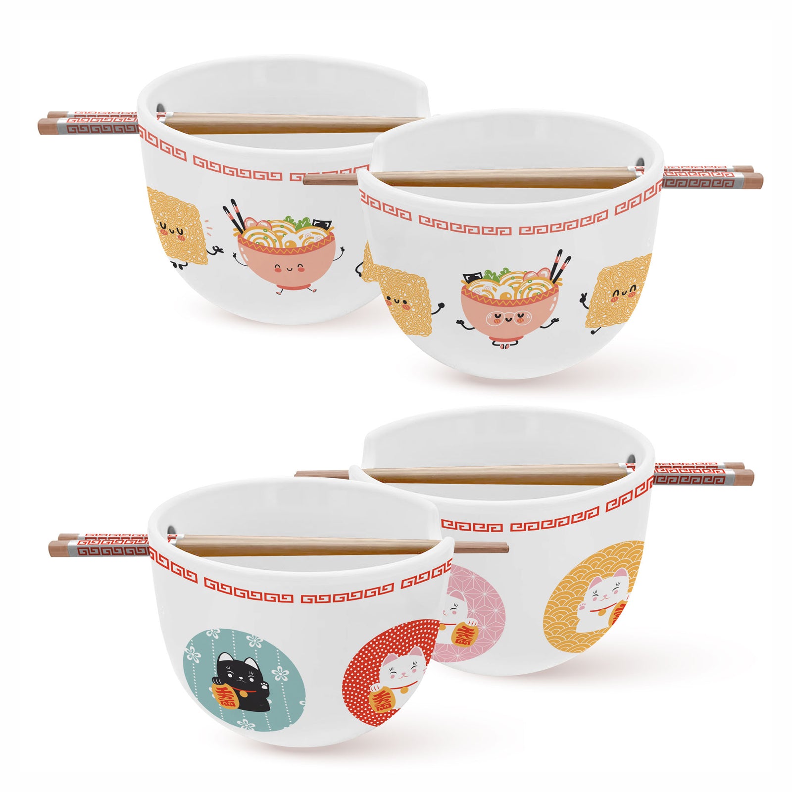 Bol à Ramen avec baguettes, 3 pièces (choix entre 2 modèles)