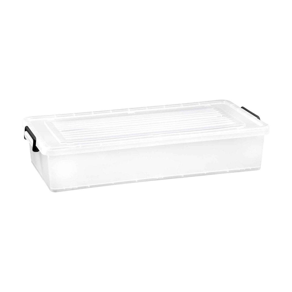 Bac de rangement transparent et empilable sur roulettes, 35 L