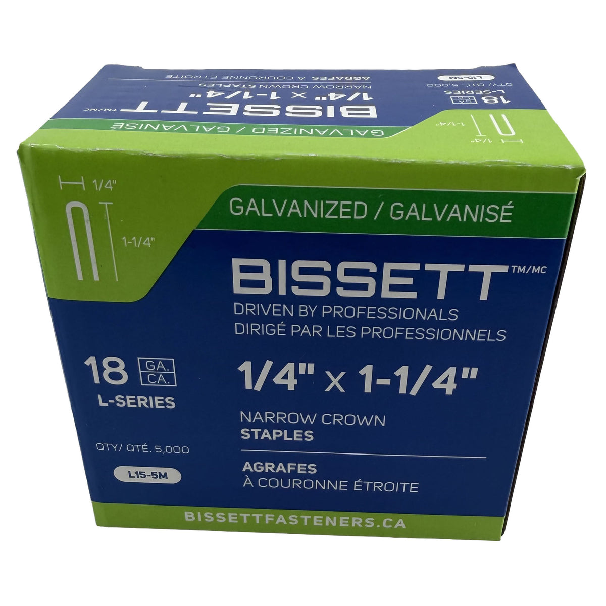 Agrafes galvanisées à couronne étroite de calibre 18, 1/4'' x 1-1/4" (5 000 unités)