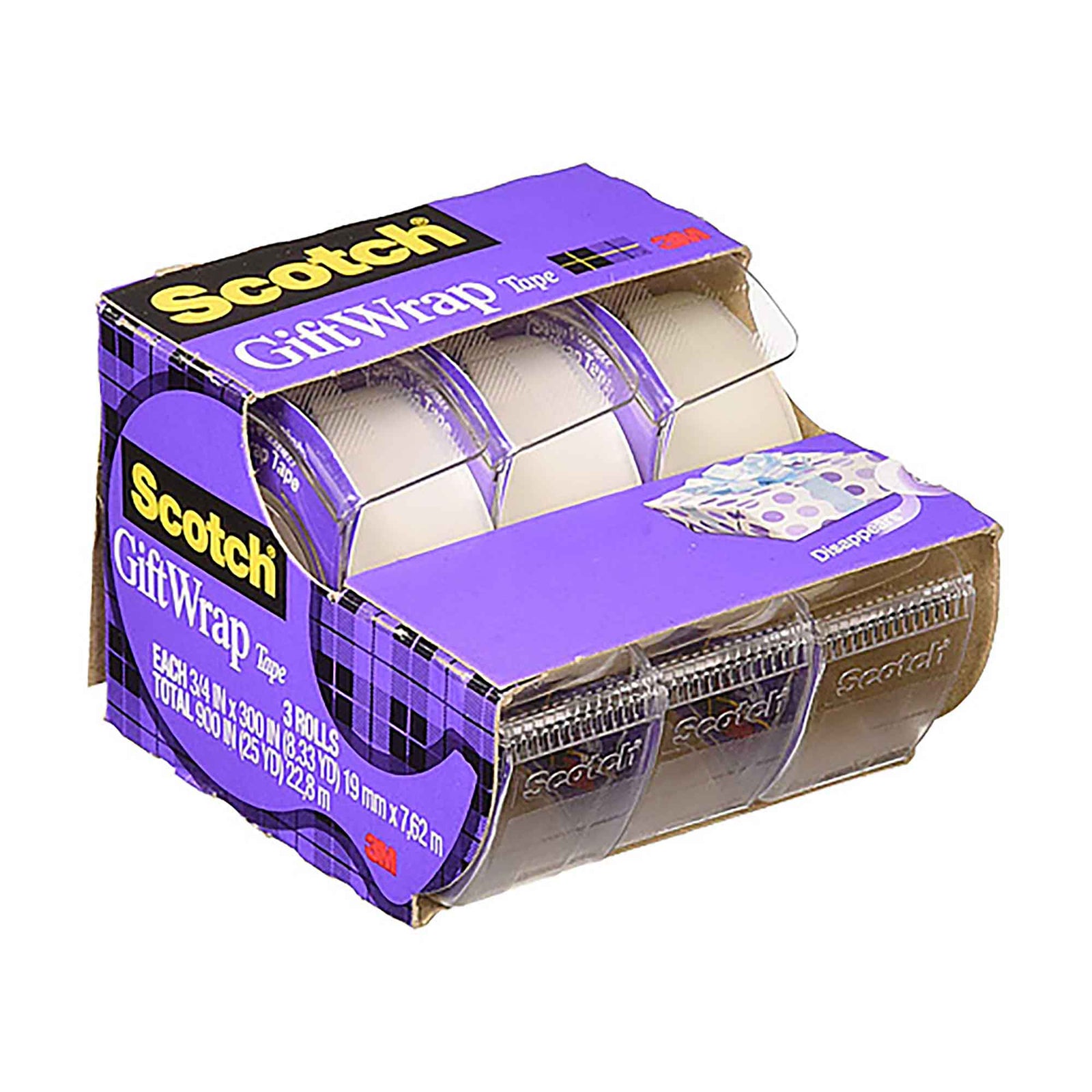 Ruban pour l’emballage de cadeaux, 3/4" x 300" (3 unités)  