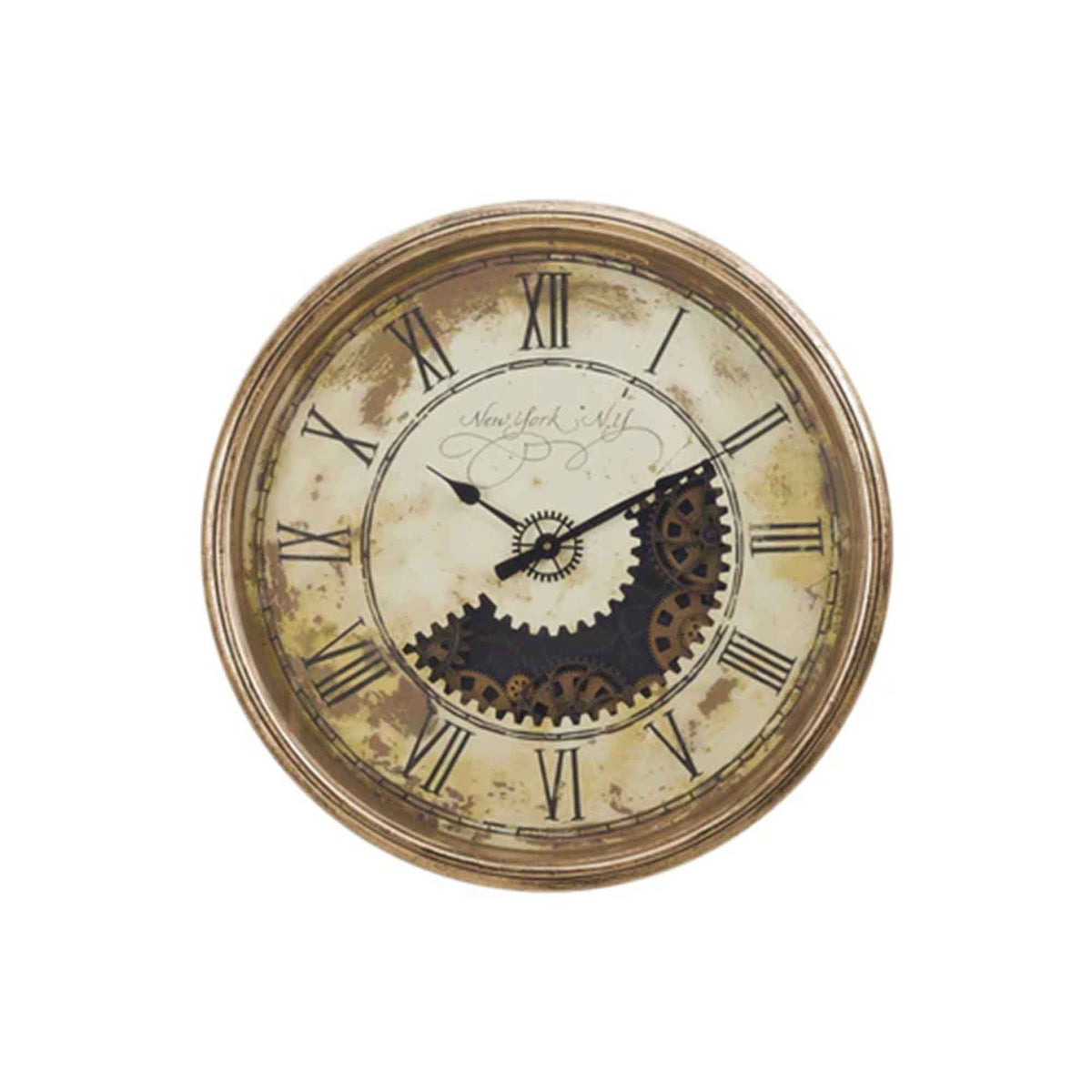 Horloge murale ronde avec mécanisme à engrenages, 30" (marbré et beige)
