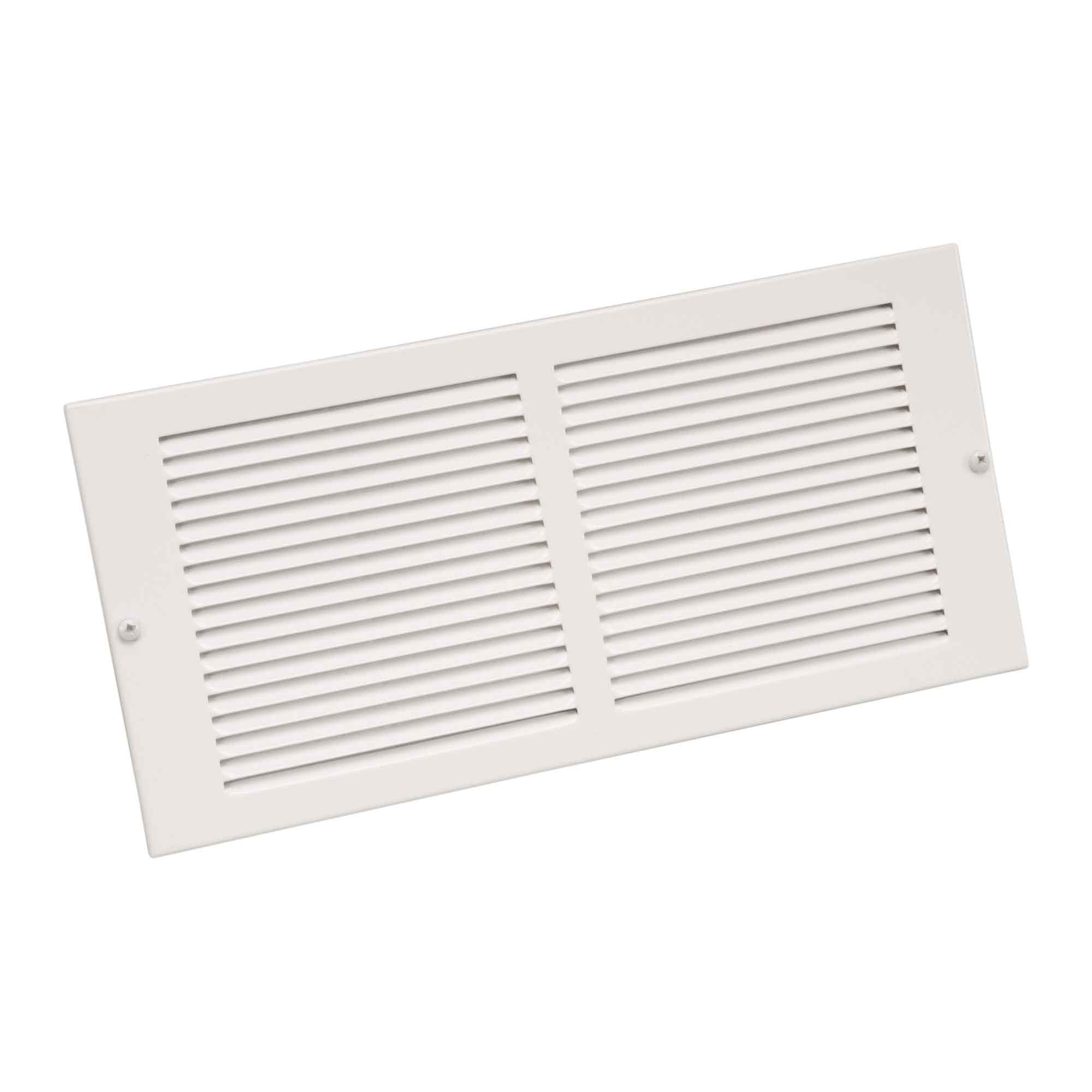 Grille d'aération murale en acier peint en blanc, 14" x 6"