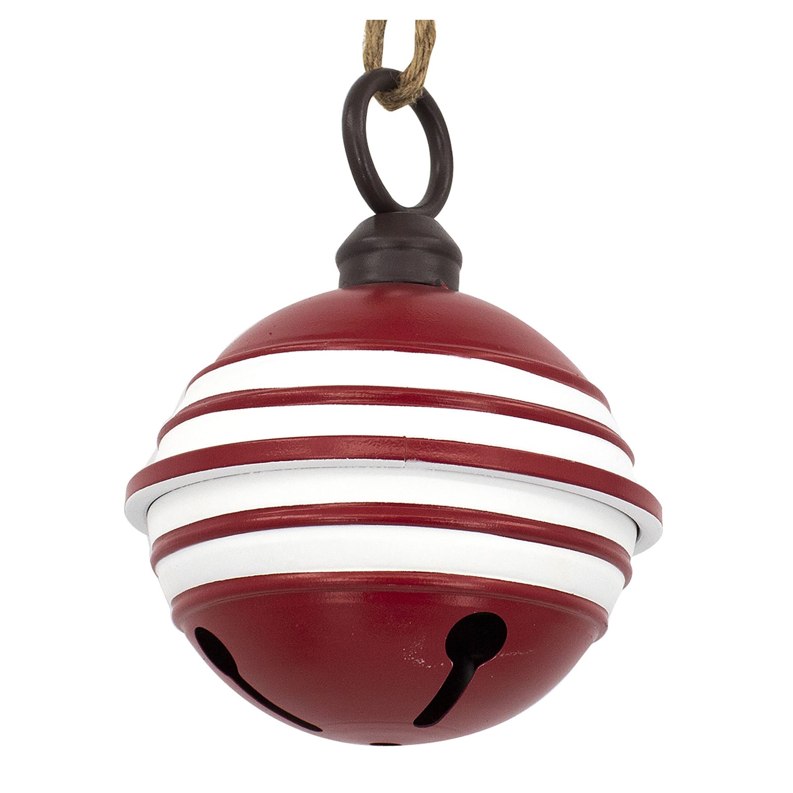 Grelot métallique rayé de rouge et de blanc, 9''