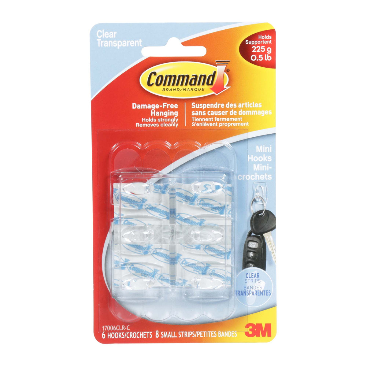 Mini-crochets transparents Command, 6 crochets, 8 bandes par paquet