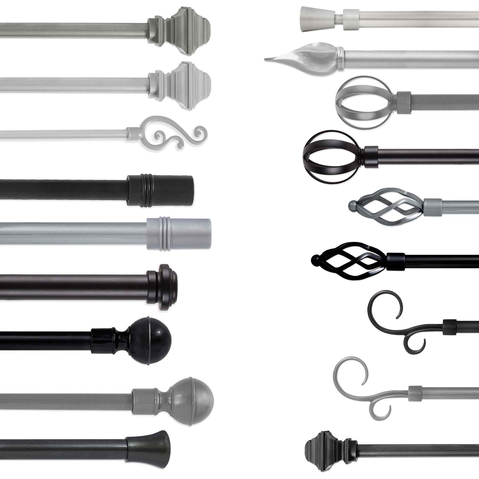 Tringles à rideaux extensibles assorties, 66" à 120"