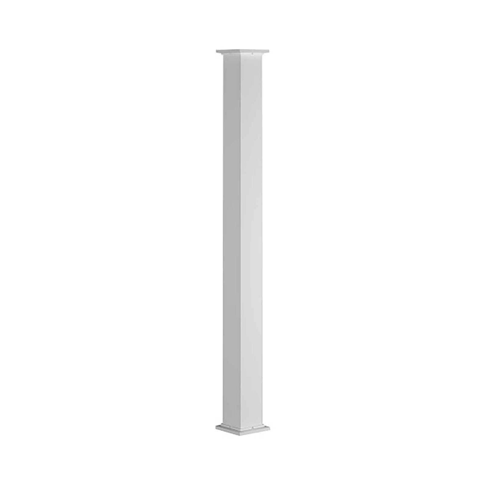 Colonne carrée simple avec capuchon et base, 5-1/4'' x 5-1/4'' x 108'' (Blanc)