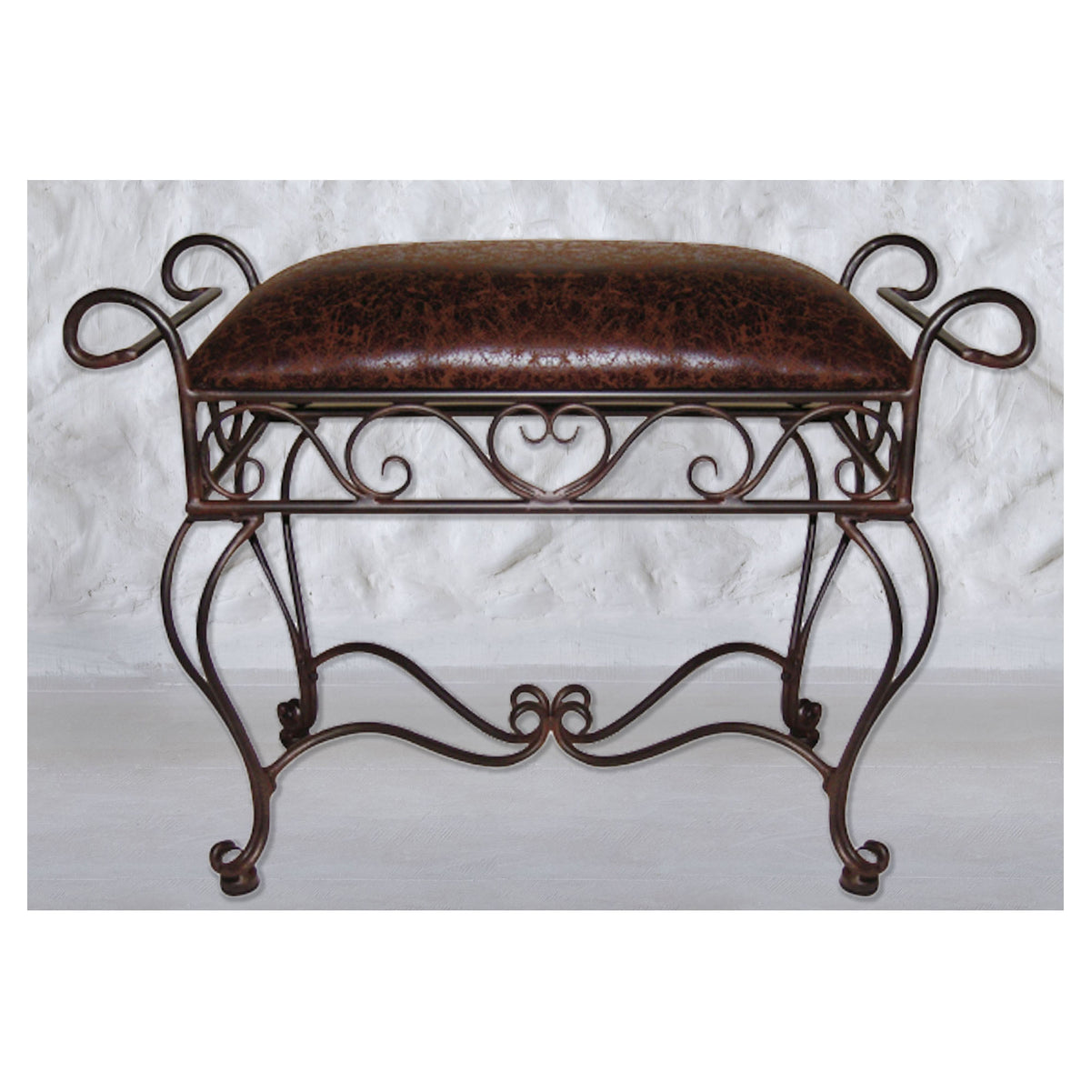 Banc rembourré orné de métal, 29" x 13" x 21"