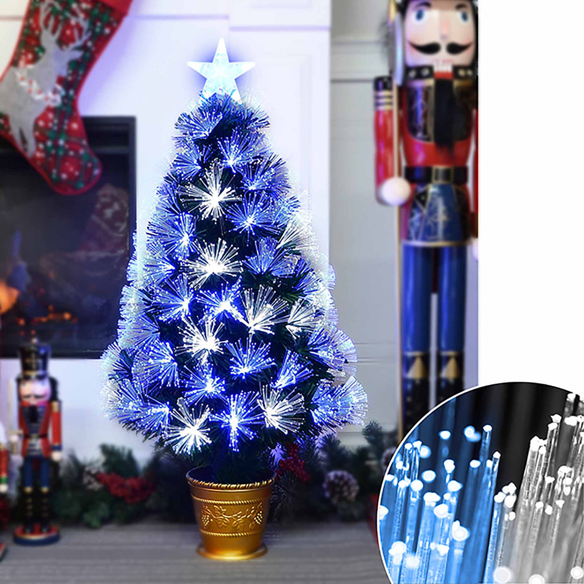 Sapin de Noël à 80 pointes avec éclairage DEL par fibre optique, 36'' de haut