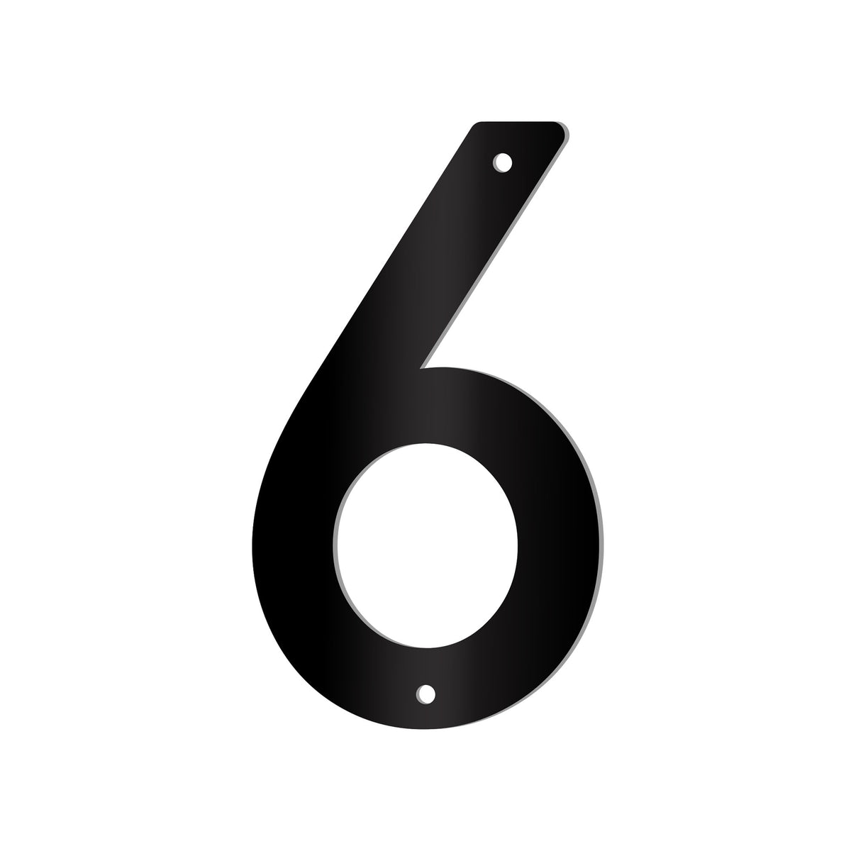 Chiffre percé de 5’’en plexiglas, #6 (noir)