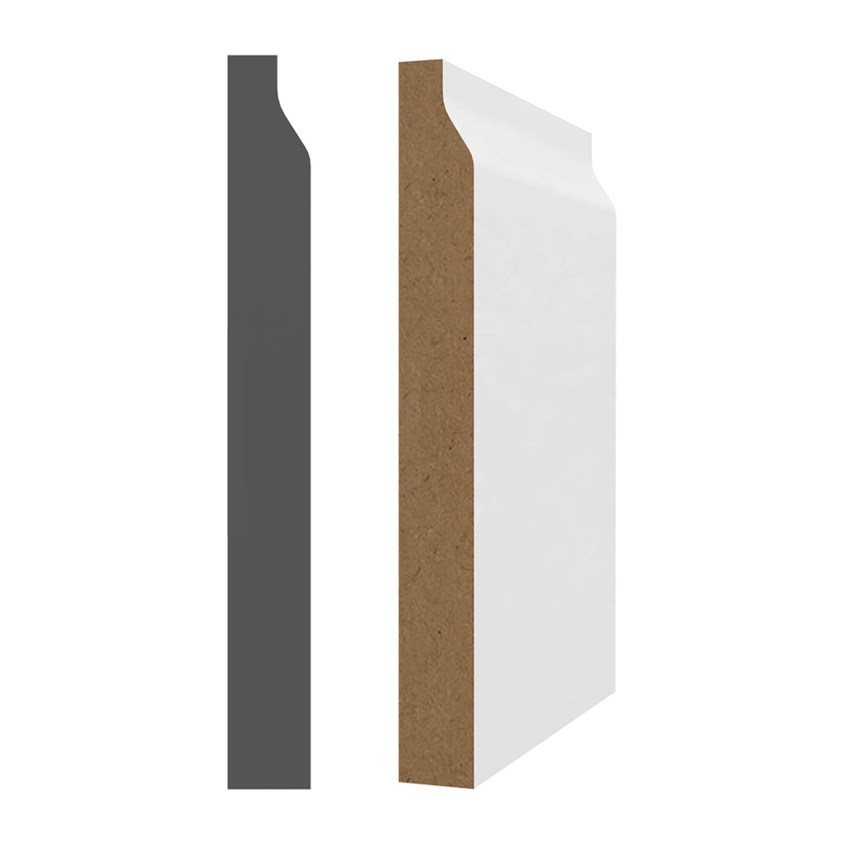 Plinthe MDF avec apprêt blanc 5/8&#39;&#39;x5-1/2&#39;&#39;x8&#39;   