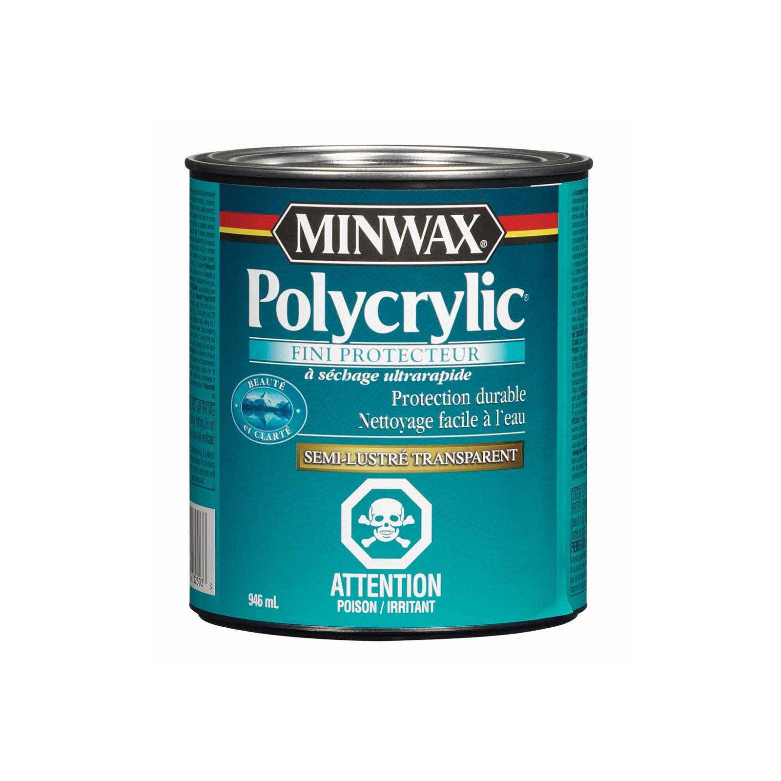 Minwax fini protecteur Polycrylic transparent semi-lustré, 946 ml