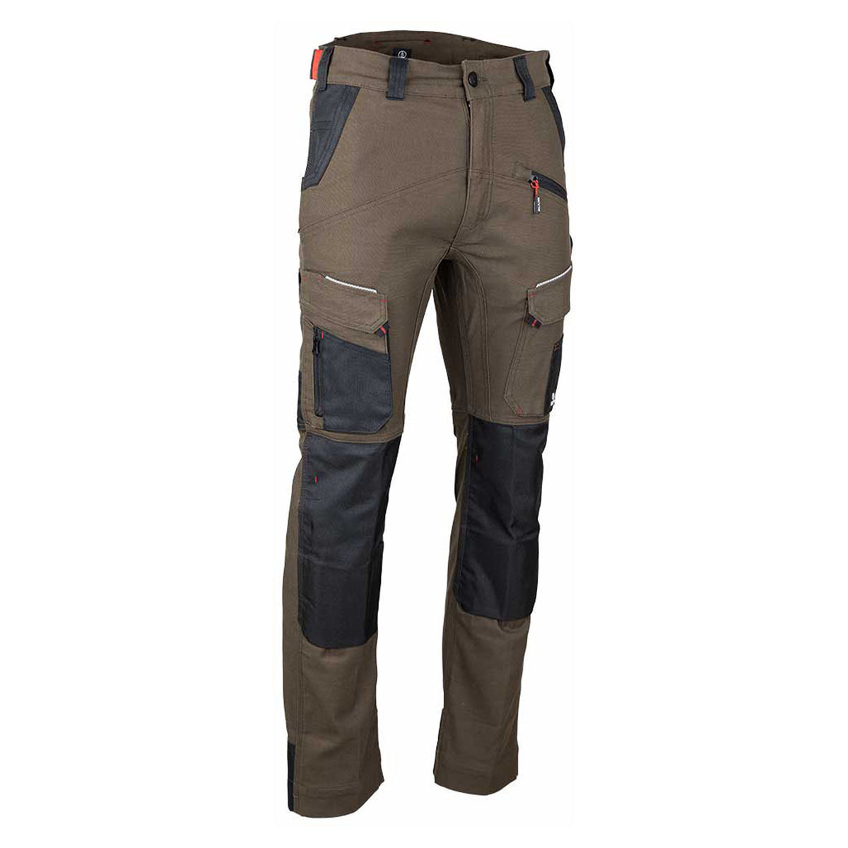 Pantalon Sonique stretch bicolore avec poches pour genouillères, marron/noir (36/46)