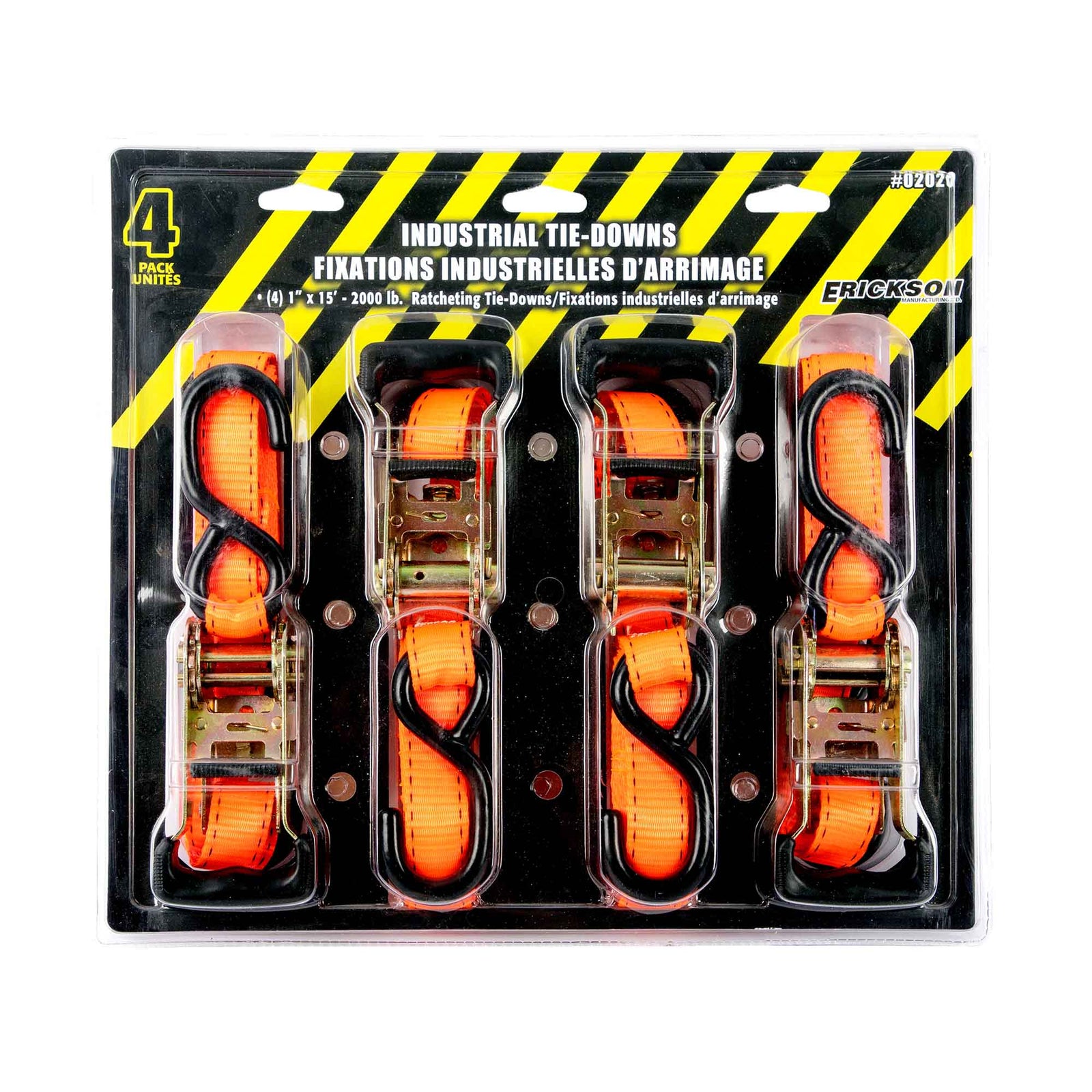 Fixations industrielles d'arrimage de 1" x 15'', emballage de 4 unités