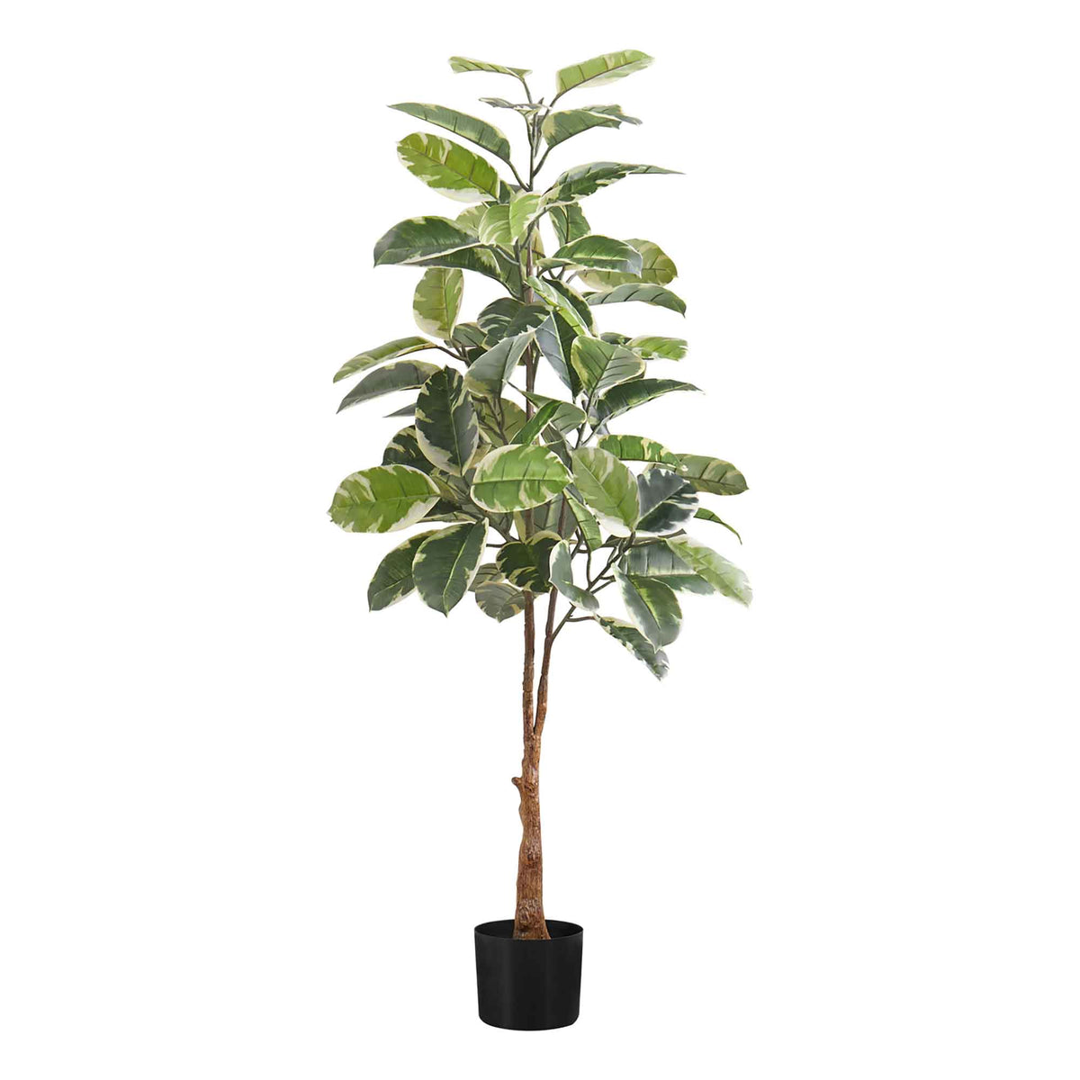 Arbre Hévéa artificiel d’intérieur en pot, 52&#39;&#39; (feuillage clair)