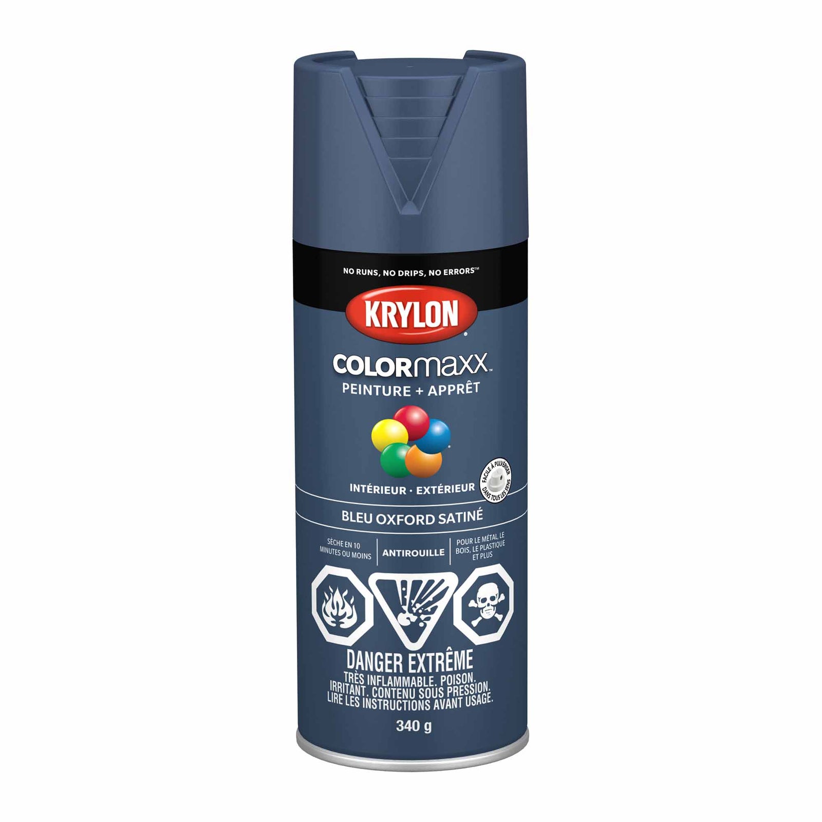Krylon aérosol COLORMAXX peinture + apprêt bleu Oxford satiné, 340 g