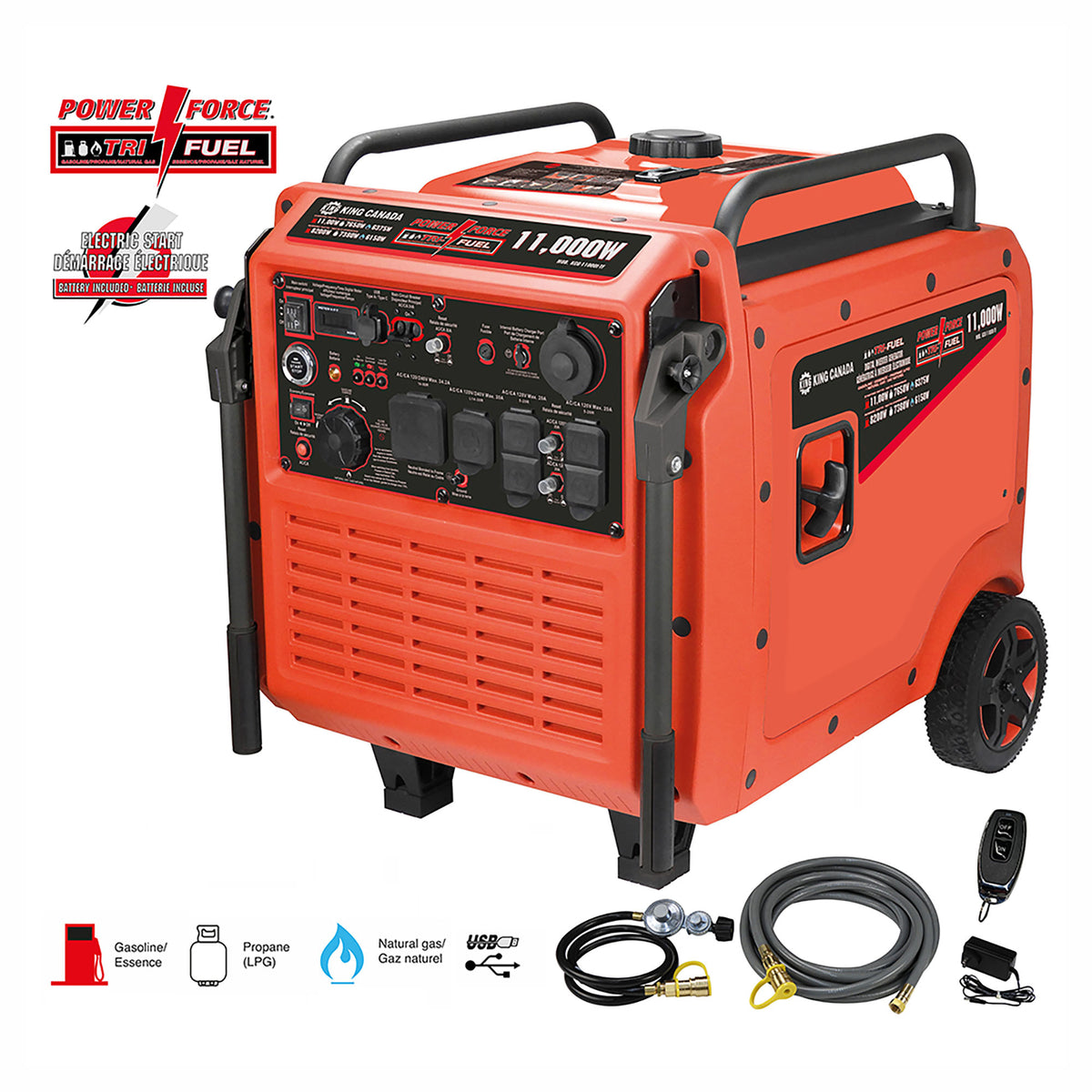Génératrice à inverseur électronique à triple carburants, 11 000 W