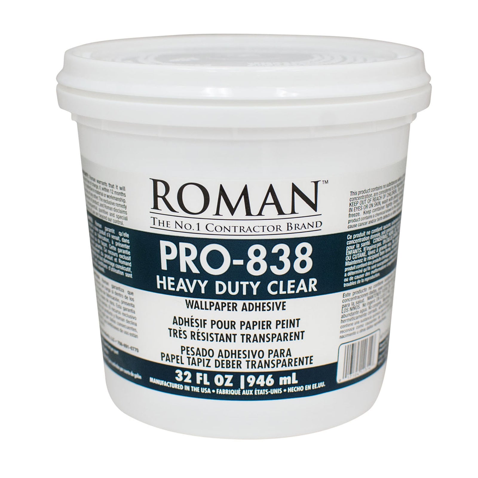 Adhésif pour papier peint très résistant transparent, 946 ml