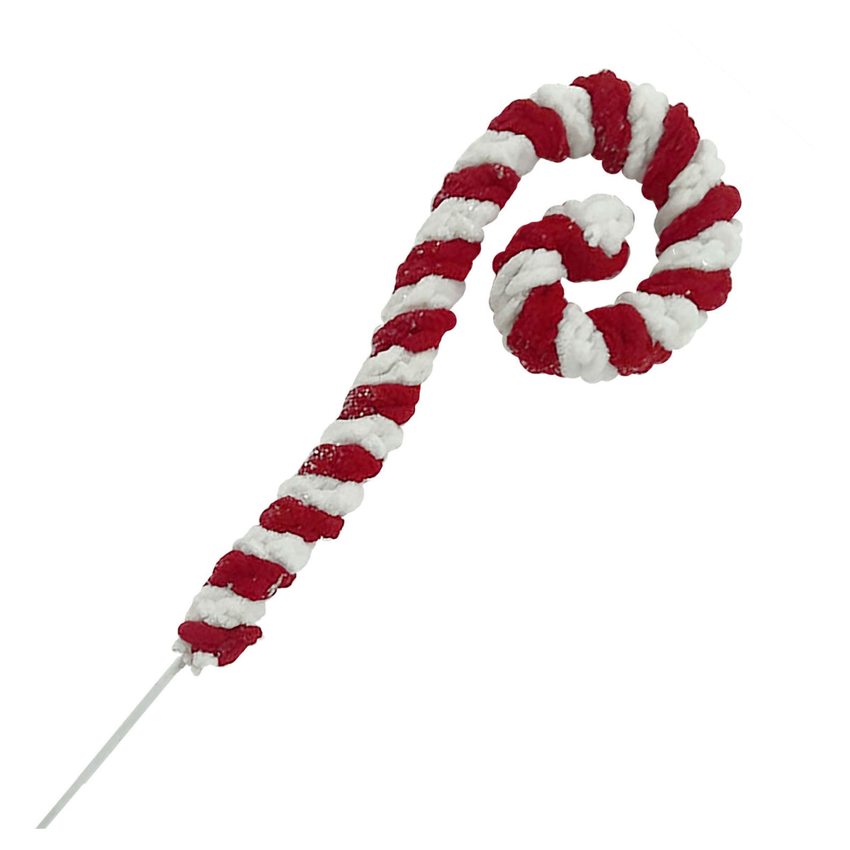 Décoration de pic de canne de sucre en rouge et blanc, 27"