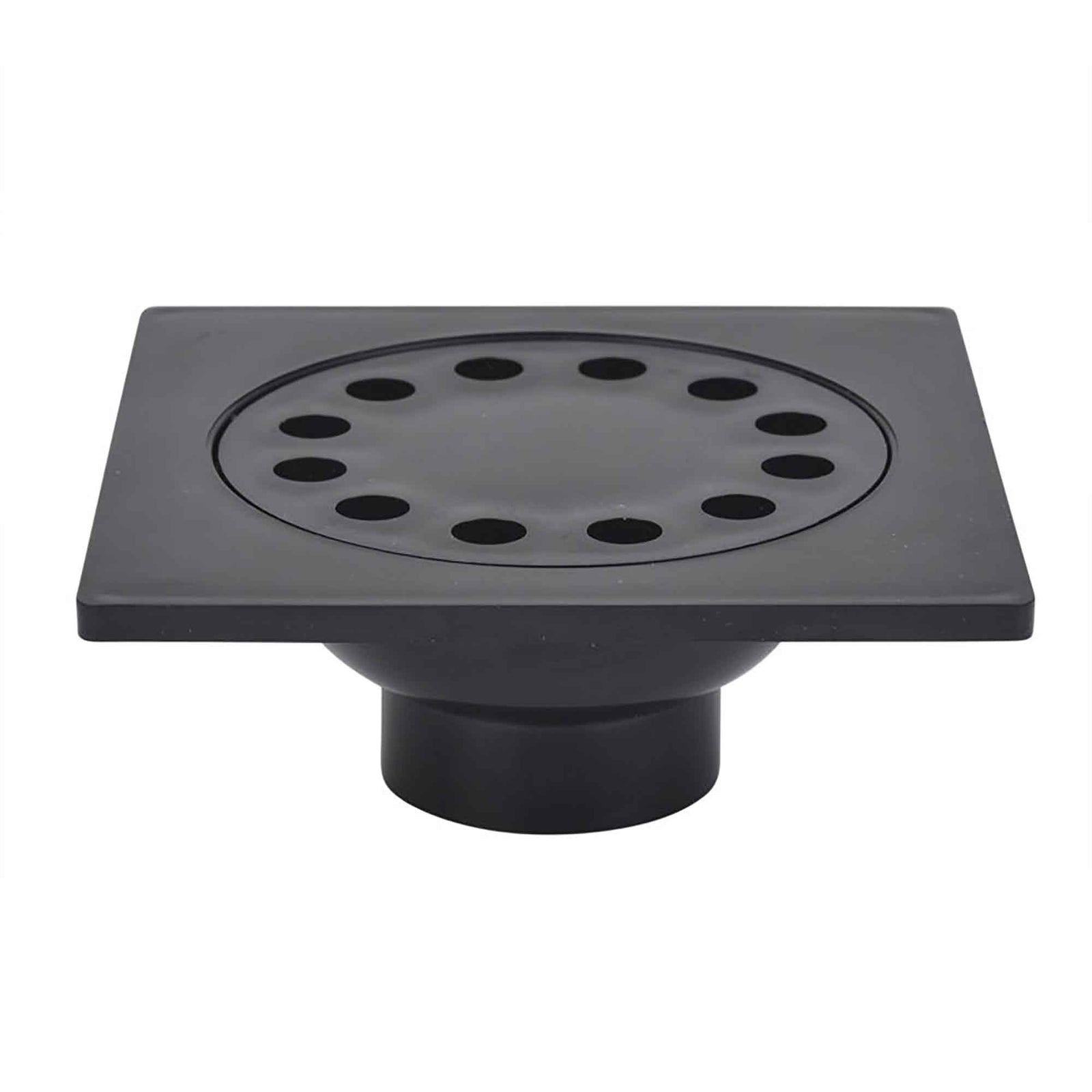 Drain de siphon en plastique ABS en noir, 6" x 6"