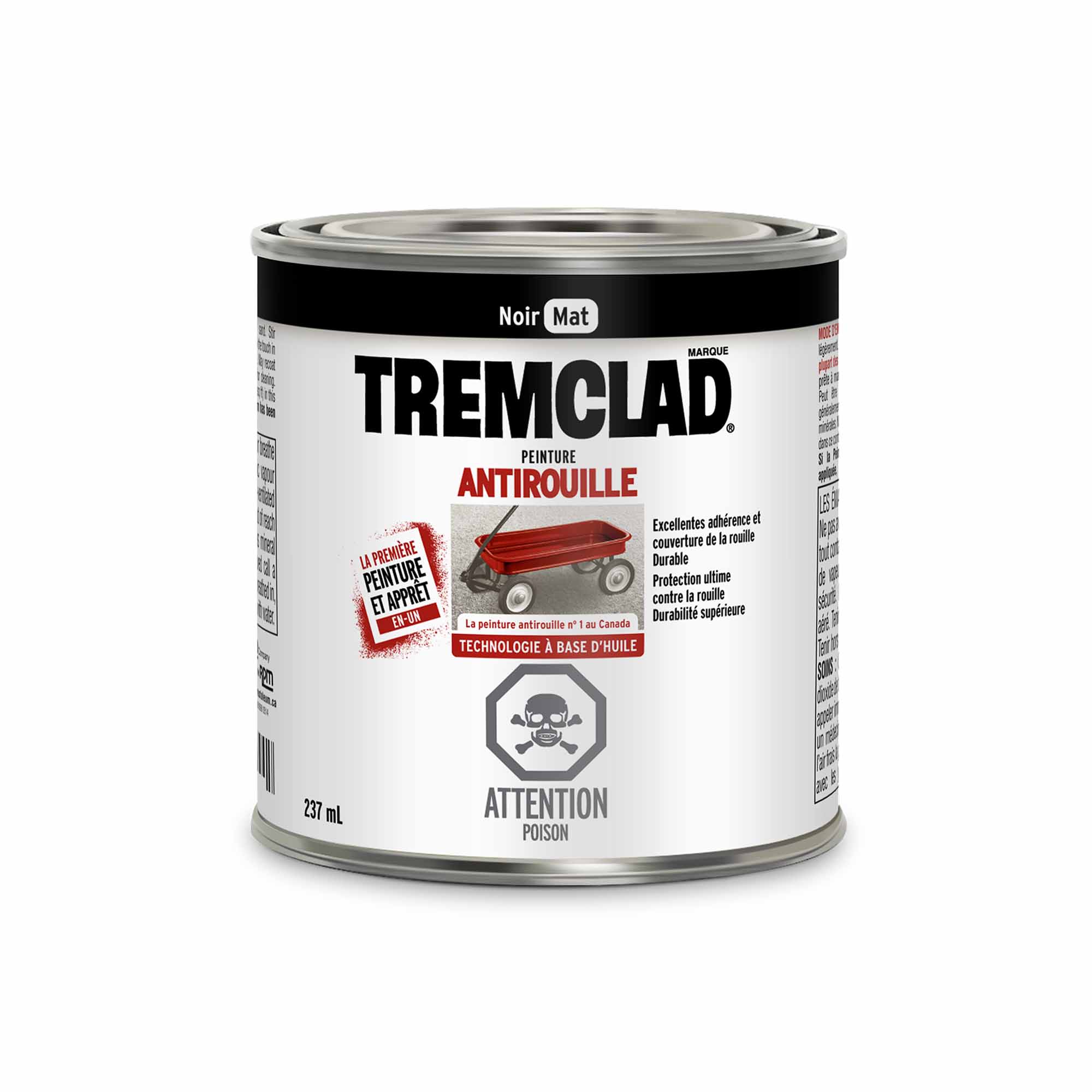 Tremclad peinture antirouille à base d'huile noir mat, 237 ml