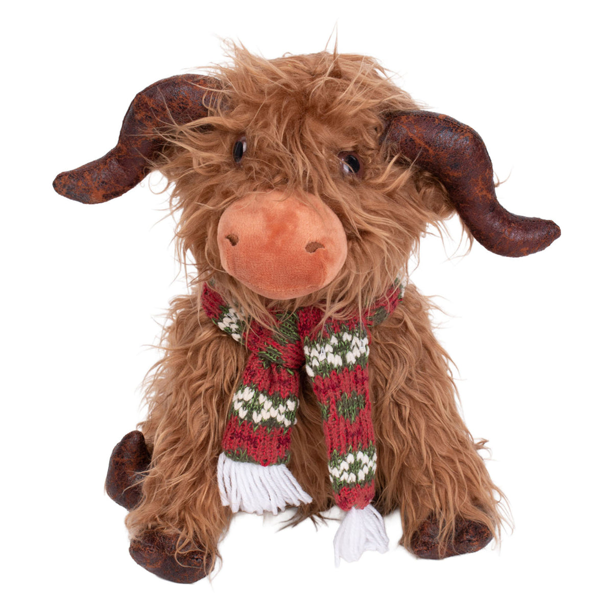 Vache en peluche assise avec écharpe, 10-1/2" 
