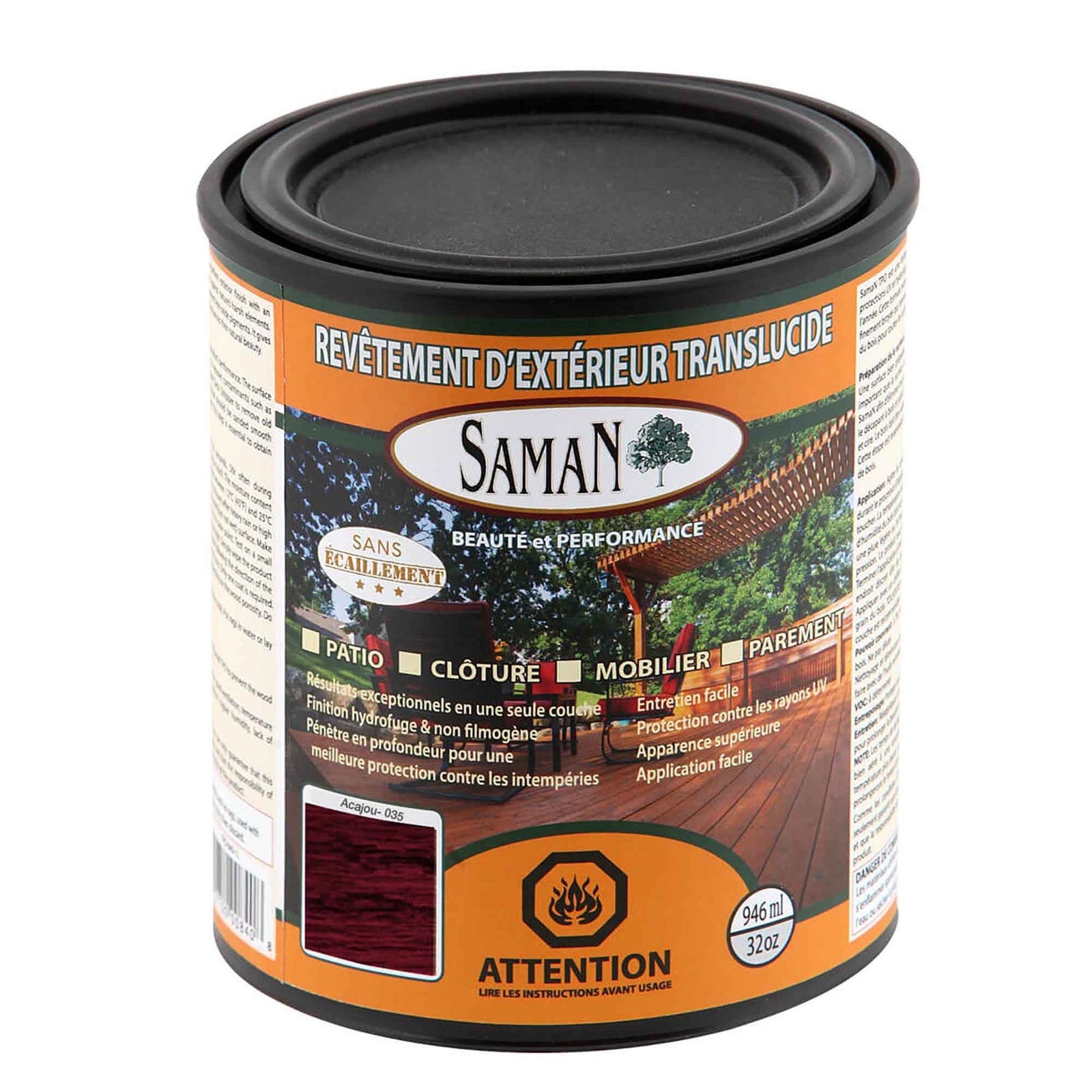 Revêtement d'extérieur translucide acajou, 946 ml